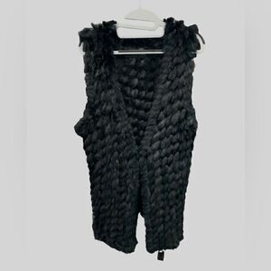 Belle Fare Long Wool Knitted Rabbit Fur Vest